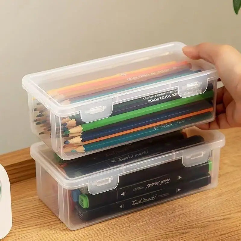 1 Large Clear Plastic Storage Boxes Hinged Lids Ideal Jewellery Qme