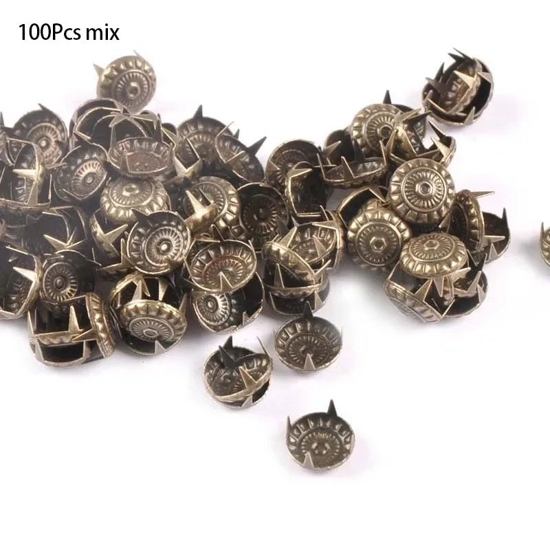 Bronze Four Brads Studs Spikes For Clothes Embellishment Scrapbook Home Decor Fastener DIY Metal Crafts Accessories 100Pcs c1917 Qme