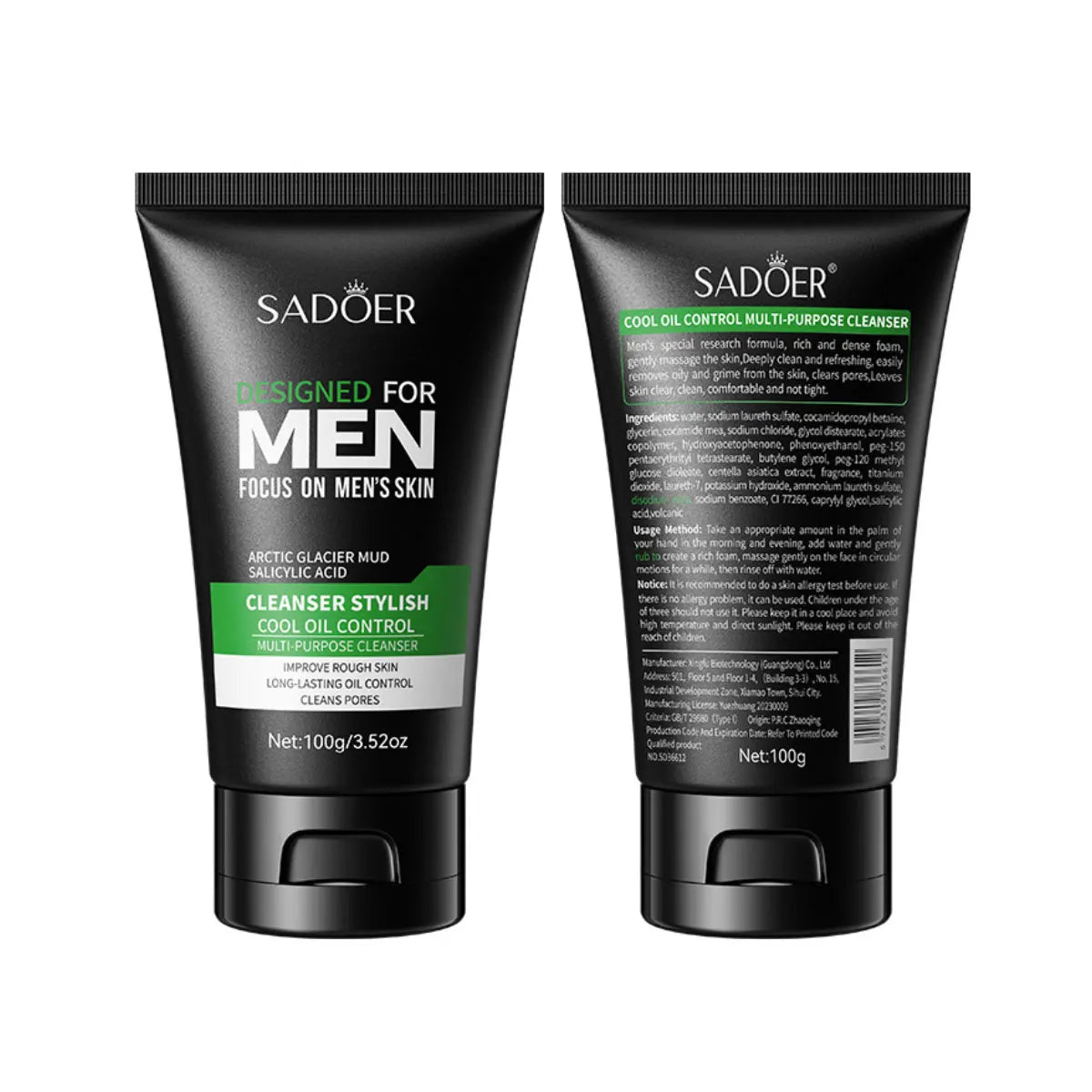 Men's Oil-control Refreshing Facial Cleanser Improves Rough Skin Qme