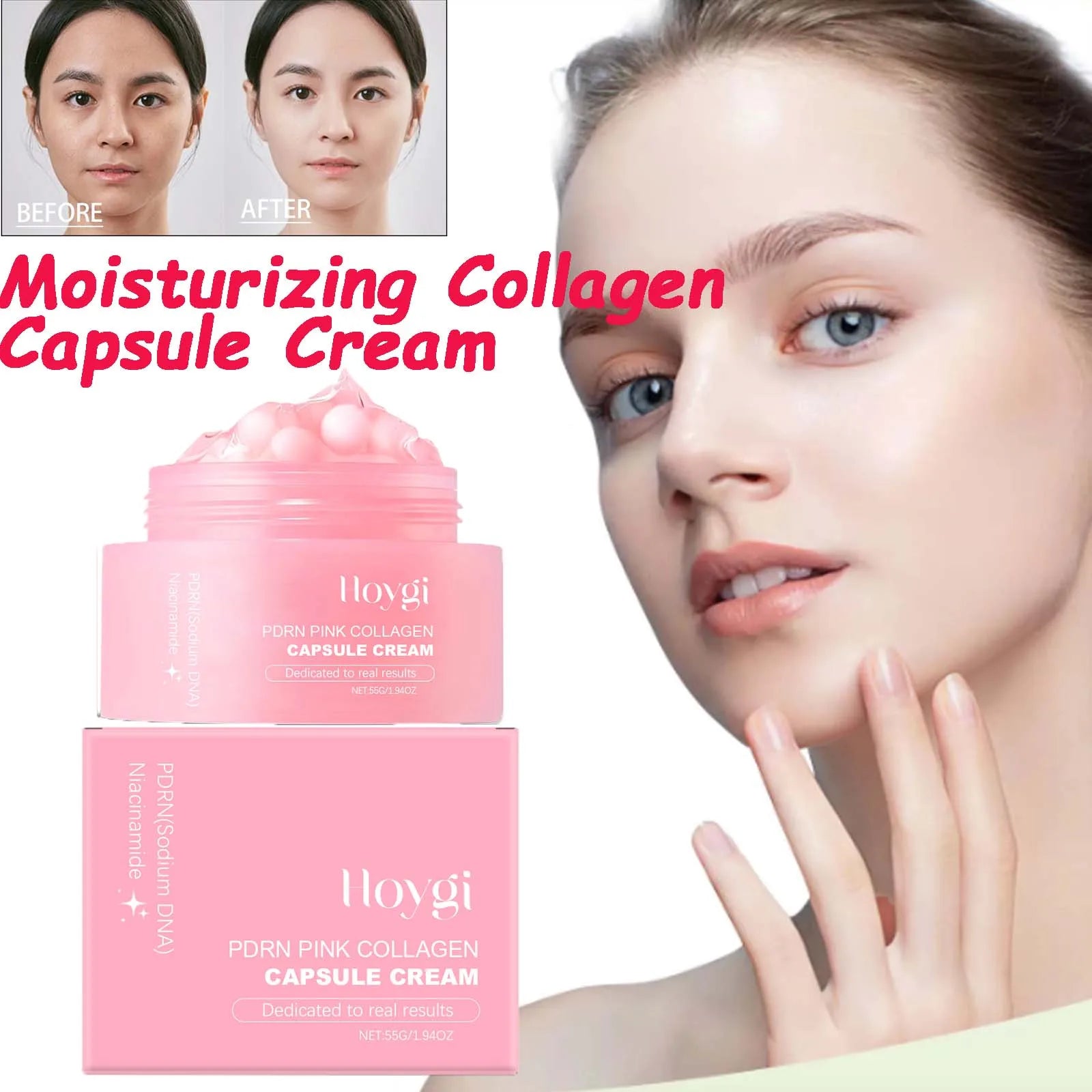 Moisturizing Collagen Capsule Cream Hydrating Firming Anti-Aging Niacinamide Even Skin Tone Brightening Facial Skin Qme
