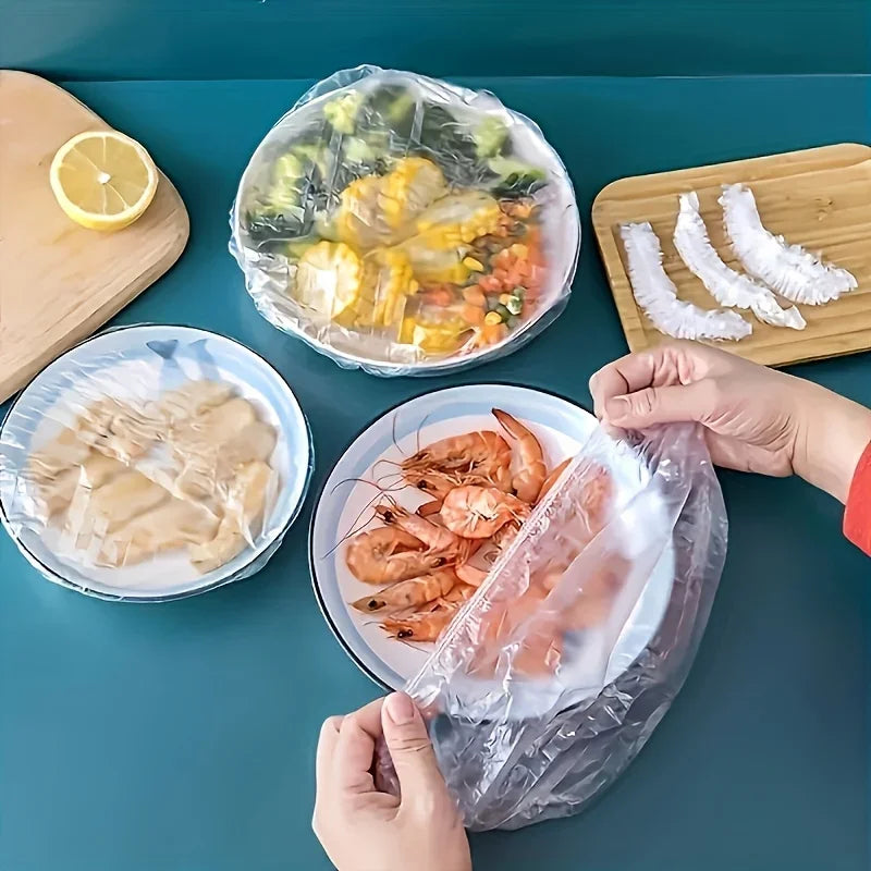 100pcs (100 Sheets) Disposable Food Grade Plastic Wrap Cling Film - Individual Pack, Hygienic Cover for Leftovers, Takeout Qme