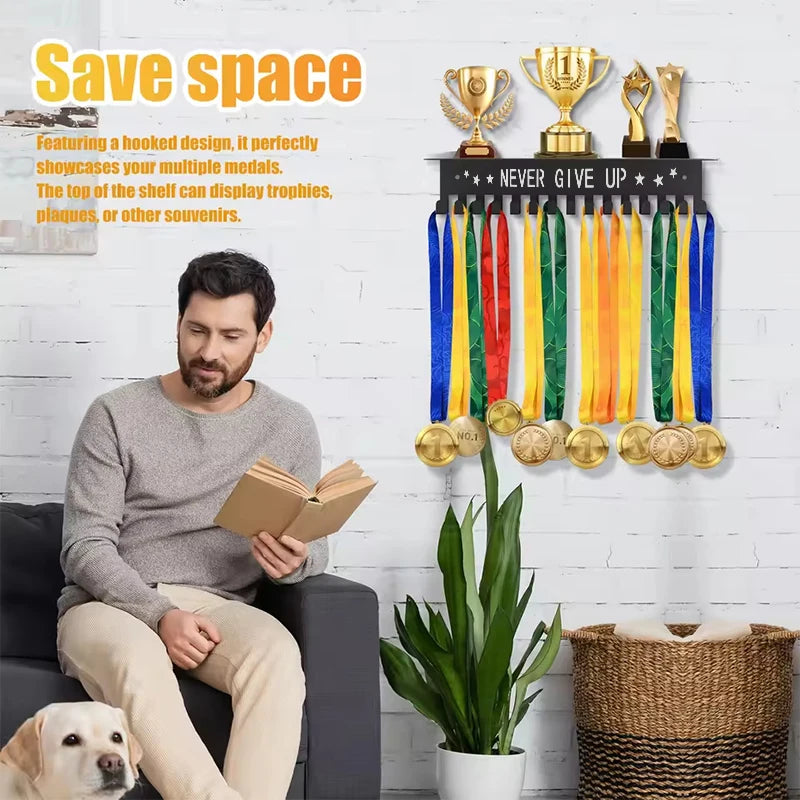 Metal Medal Hanger Holder Wall Mounted Large Capacity Award Race Qme