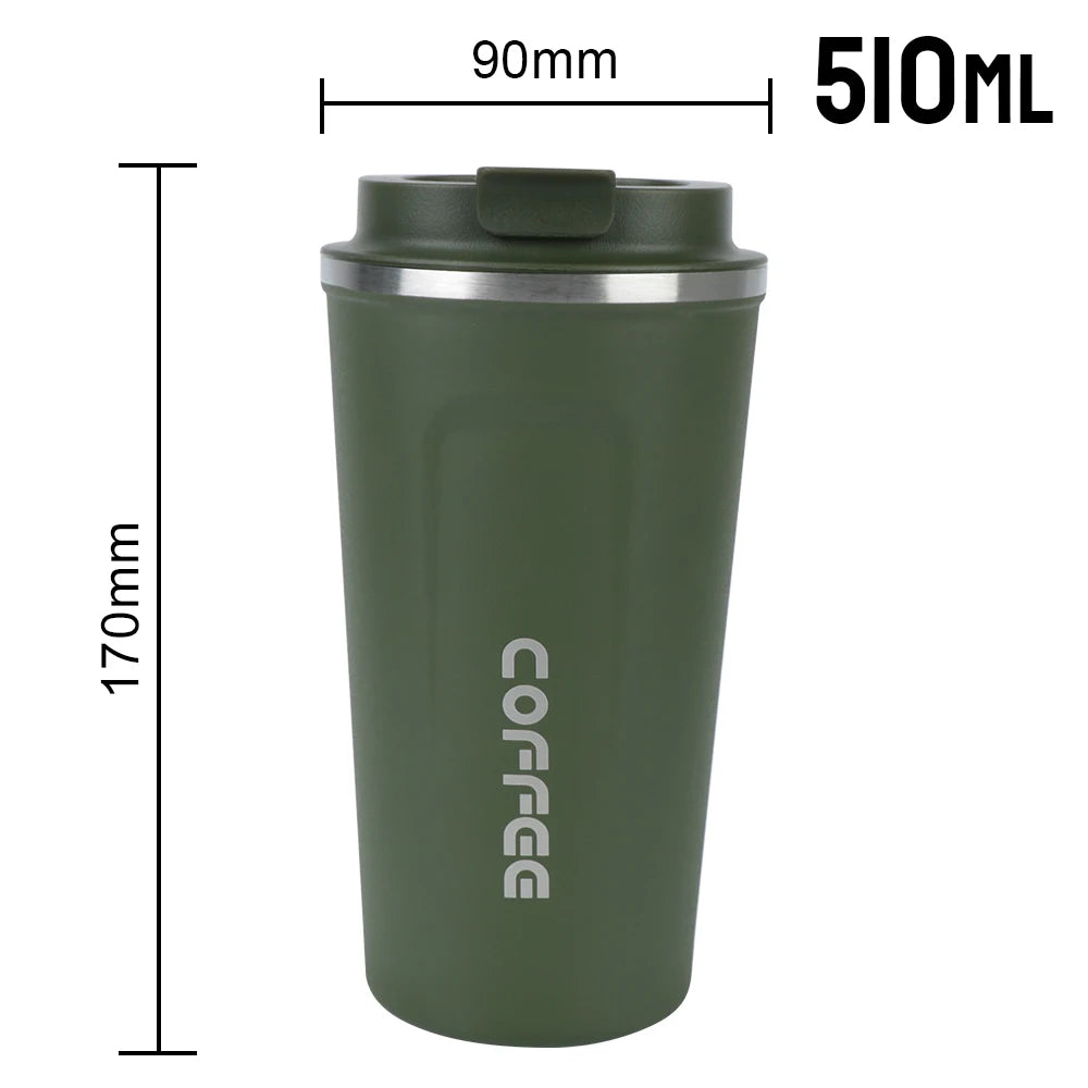 Mug Car Thermos 380 Leak Proof Travel Thermo Cup Tea Water Coffee Qme 510ML Green 401-500ml
