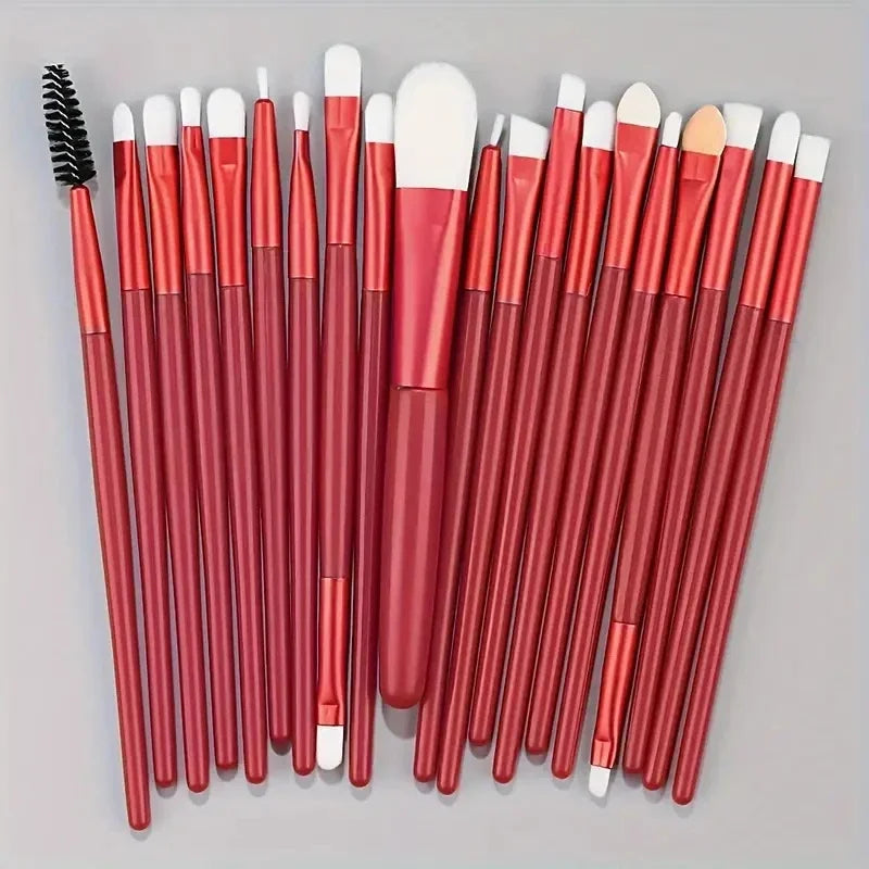 Makeup Brushes Set 20pcs Soft Eye Brush Kit Professional Foundation Concealer Blending Makeup Brush Beauty Tool Makeup Kit Qme red