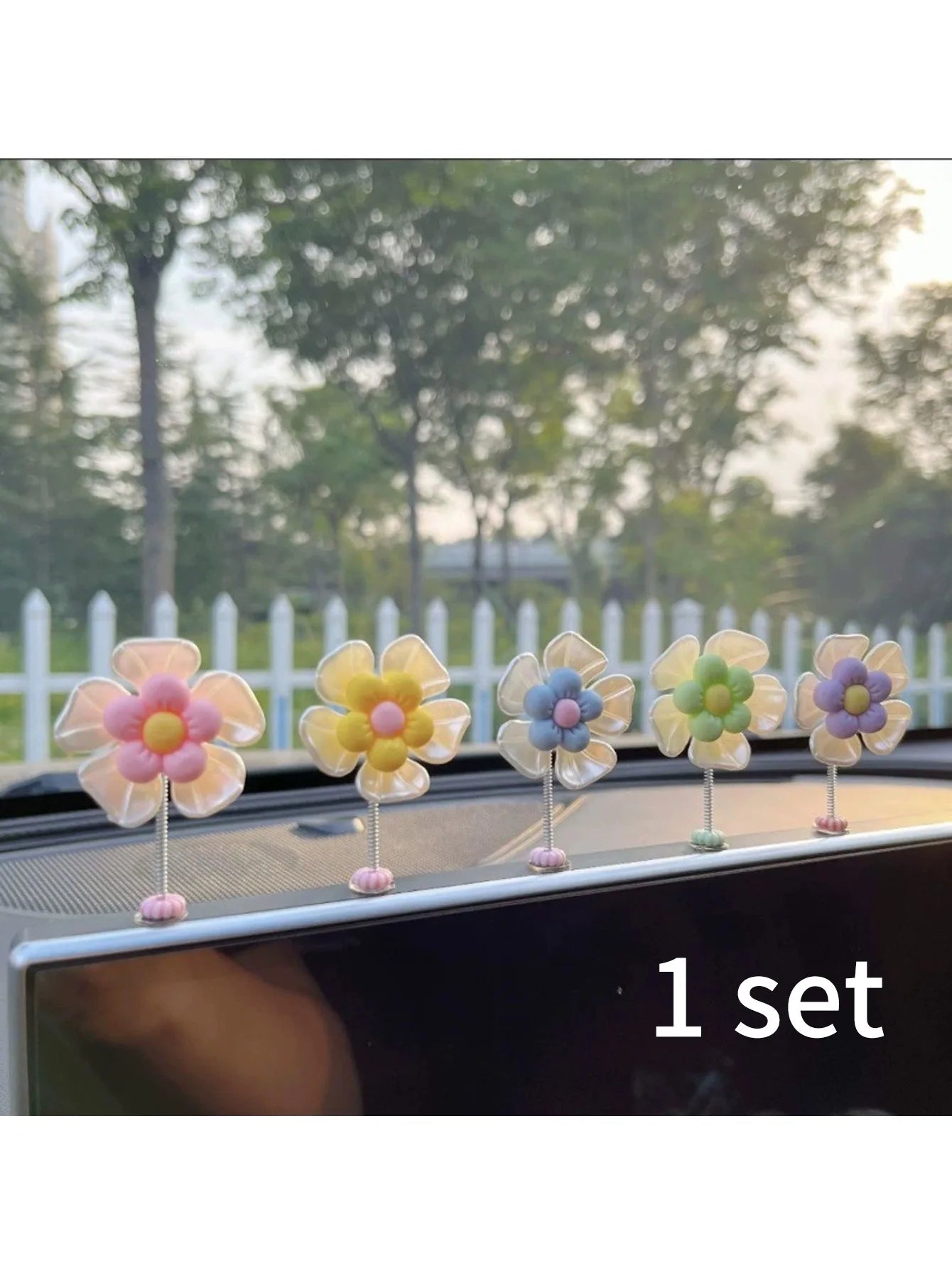 Car Ornaments Creative Cute Swinging Fresh Macaron Sunflower Center Qme Blue