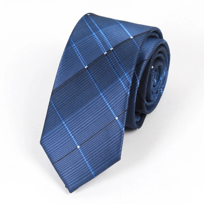 Mens Classic Tie Striped Skinny Necktie Polyester Ties Man Plaids Qme Navy Blue