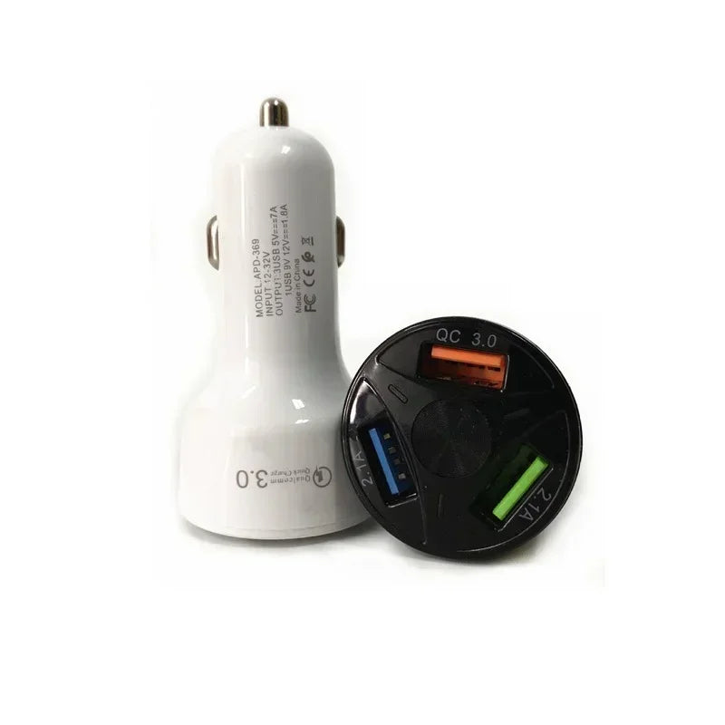 Cylindrical Shape 3USB QC3.0 Fast Charge Multi - function Three - interface Smart Fast Car Charger Qme