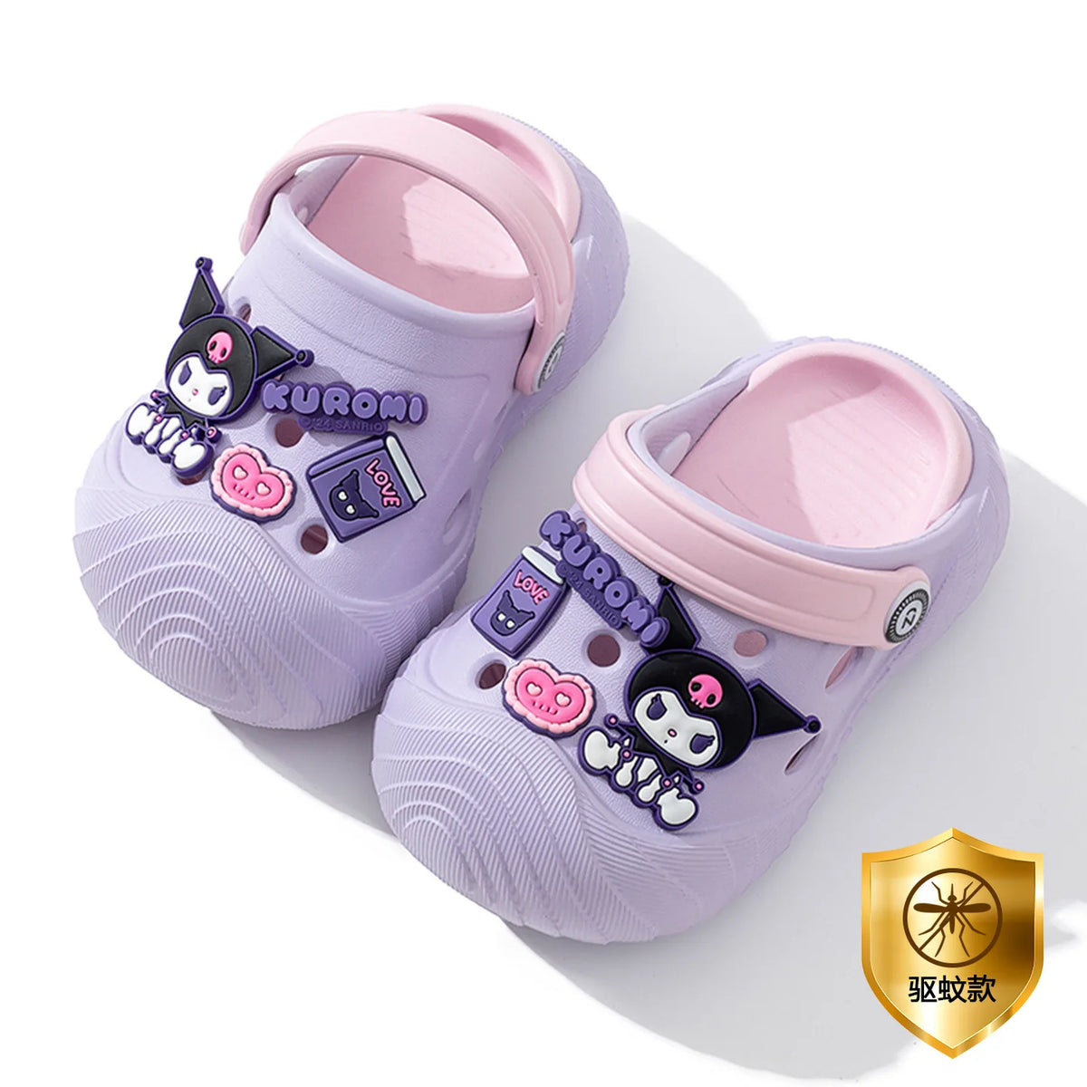 Hello Kitty Kuromi Soft-Soled Perforated Sandals Summer Student Slip-On Sandals Outdoor Non-Slip Cartoon Sandals Qme 2 170mm Sizes 26-27