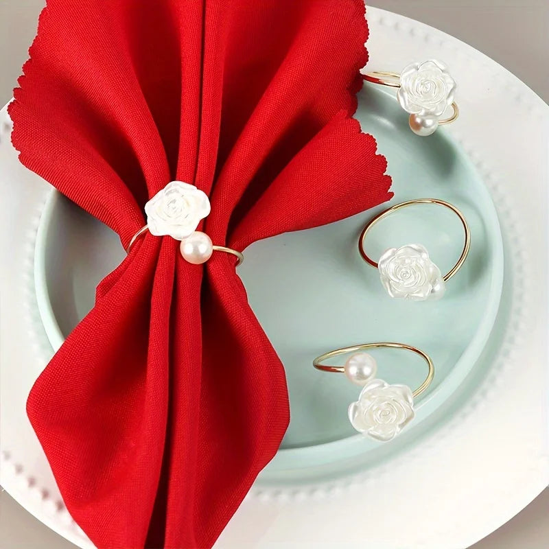 Home Kitchen Dining Pearl Rose Napkin Ring Qme