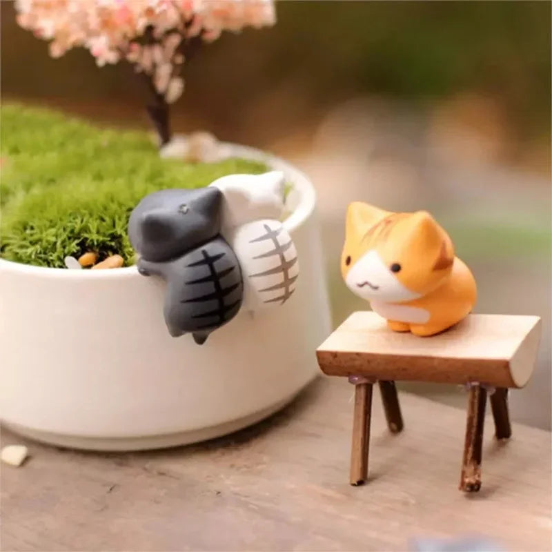 6 Pcs/Set Cartoon Lucky Cat Home Garden Bonsai Decorations Miniatures Gift Lovely Micro Landscape Kitten Miniature Craft Qme