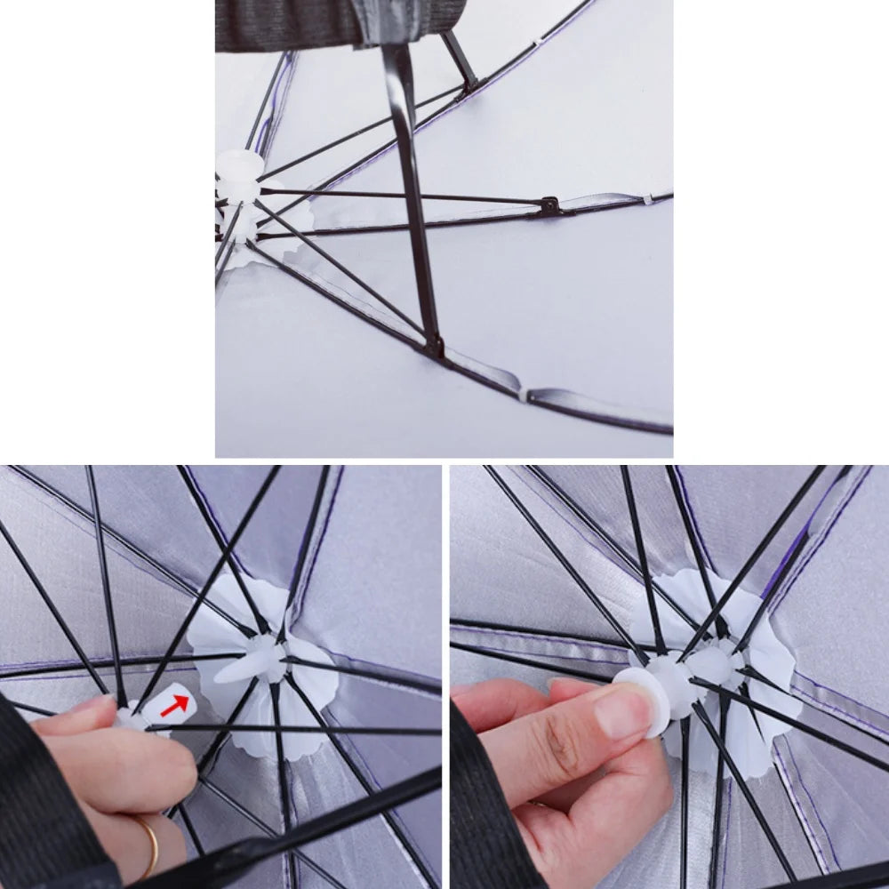 Head Wearing Type Umbrella Hat Anti-UV Windproof Rain Gear Foldable Fishing Sunshade Umbrella Hat Camping Beach Head Cap Qme