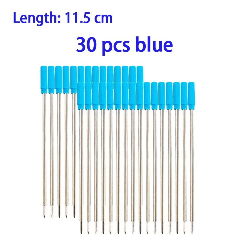 30/50/100 Pcs 7/8.2/11.5cm Ballpoint Pen Refills 0.7mm Medium Tip Blue Black Ink Refill Rods Office Student Writing Stationery Qme 11.5cm-30 blue