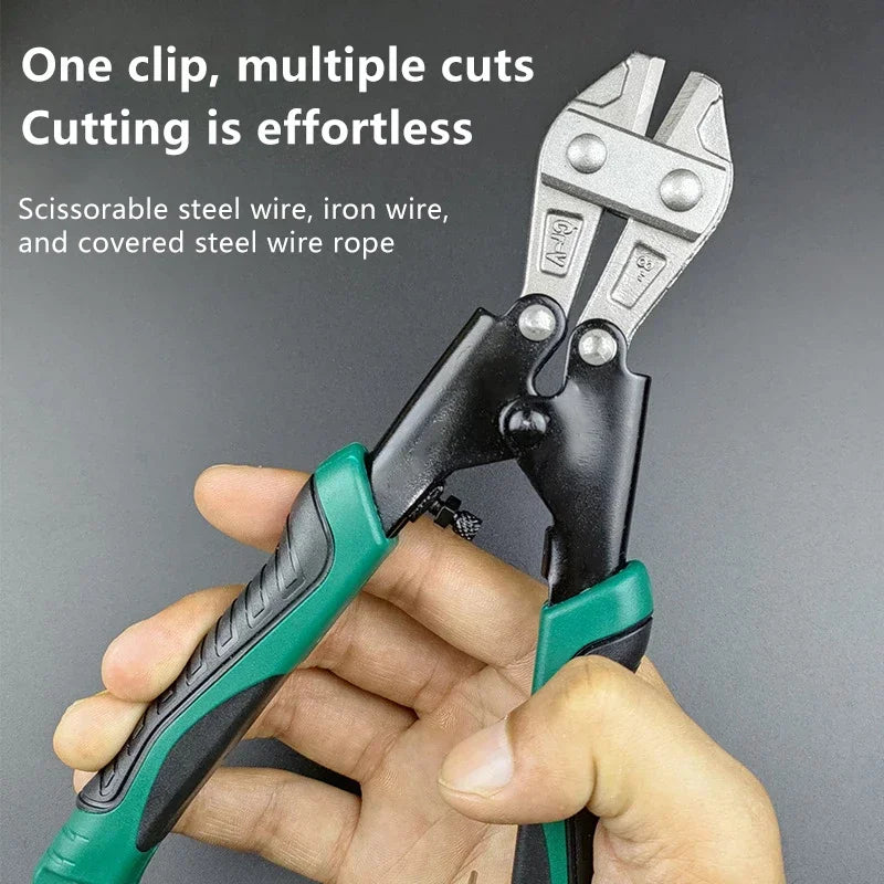 8 Inch Manganese Steel Heavy Duty Bolts Cutter Wire Rope Clamp Pliers Multi-Function Hand Tools Mini Ratchet Cable Scissors Qme