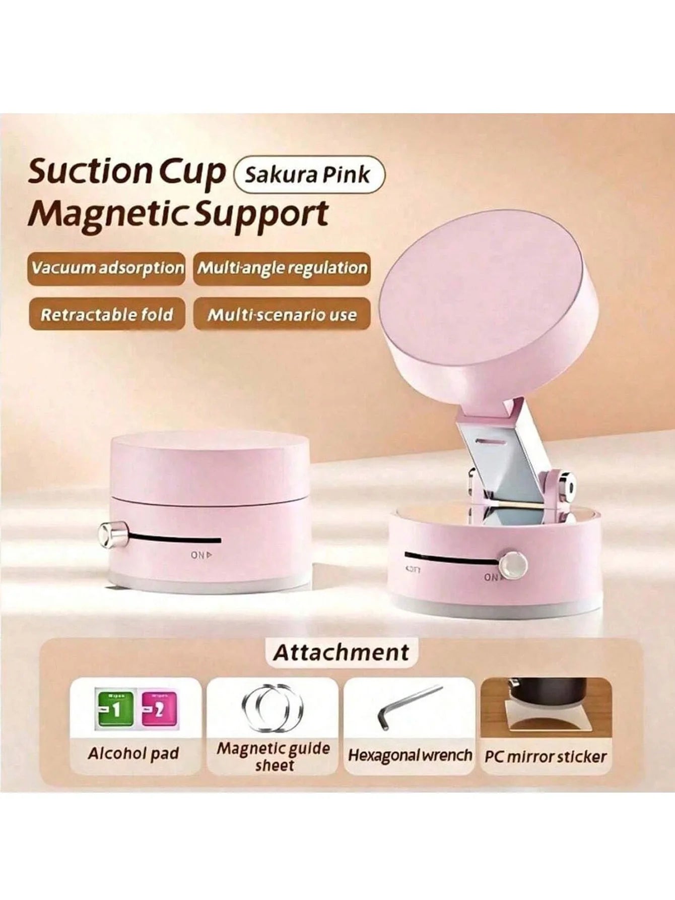 Vacuum Magnetic Phone Holder Desktop Foldable Extendable Lazy Car Qme