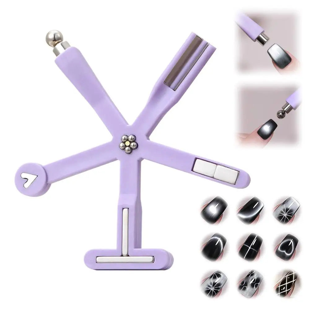 8-in-1 Cat Eye Nail Magnet Multi-functional Starfish French Flower Qme purple