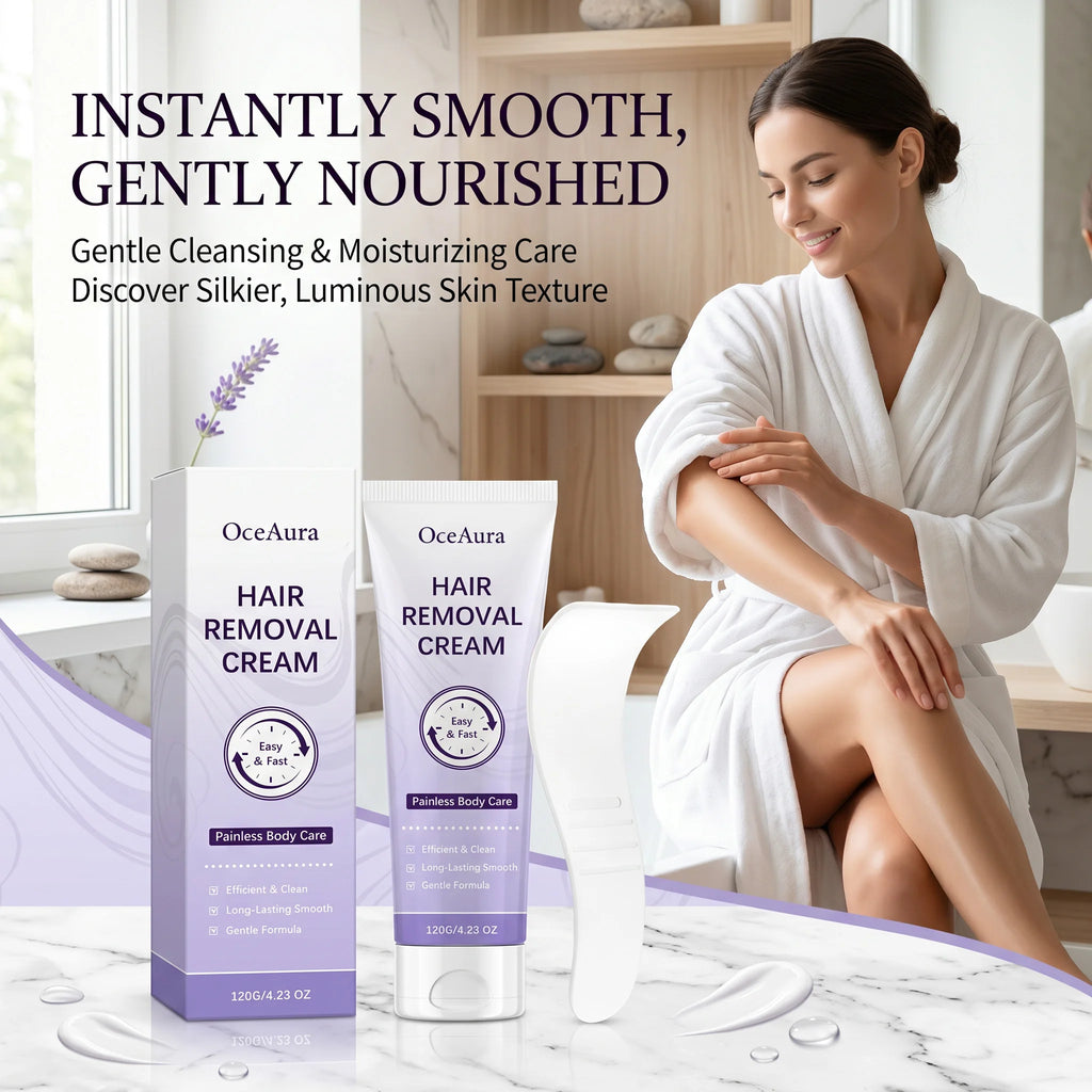 OceAura Hair Removal Cream for Underarm Leg Arm Body Hairs Growth Inhibits Painless Calm Redness Aloe Hydrating Depilatory Cream Qme