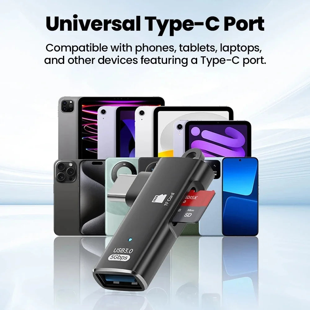 2 in 1 Type C OTG Adapter USB 3.0 to Type C Converter USB Female to Male USB C SD Memory Card U Disk Reader For Phone Computer Qme