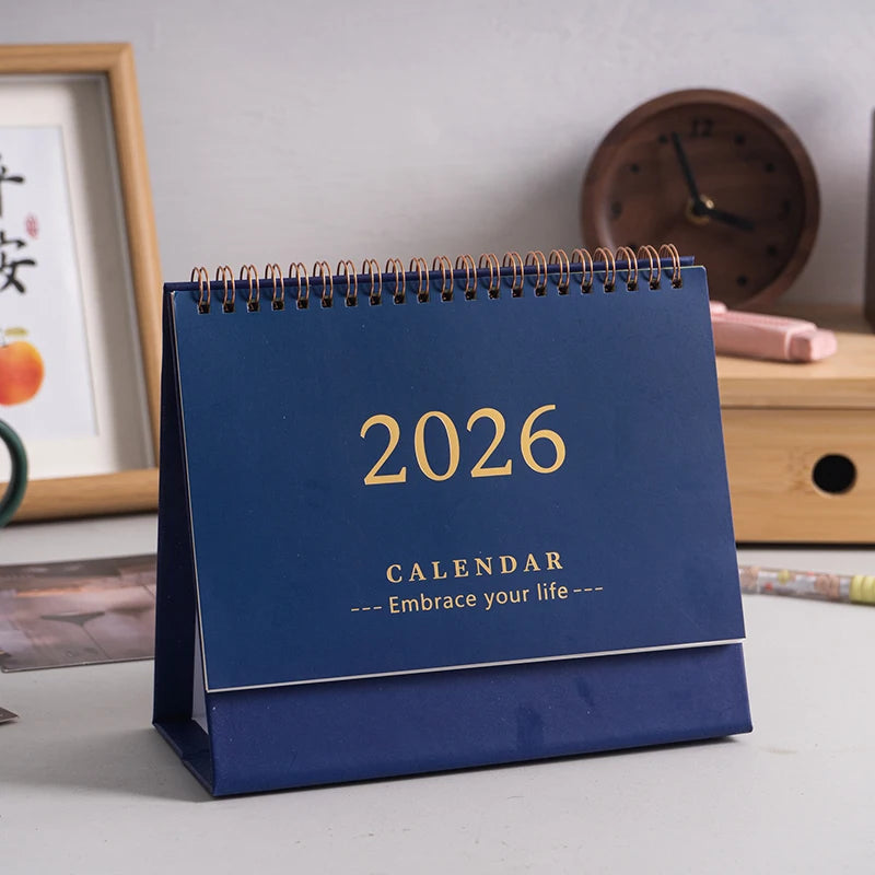 2026 Mini Desk Calendar Simple Creative Desktop Ornaments Calendar Plan Punch Card Calendar Notepad Calendar Anniversary Gift Qme Dark Blue