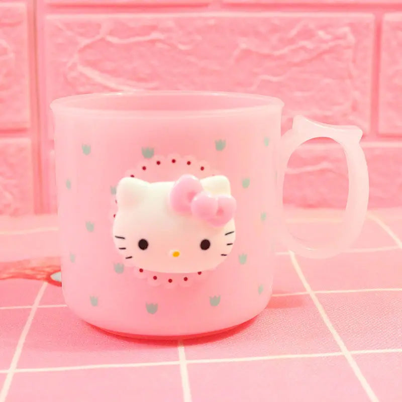 Hello Kitty Cartoon-themed Couple's Toothbrush Cup Mouthwash Bathroom Qme 1
