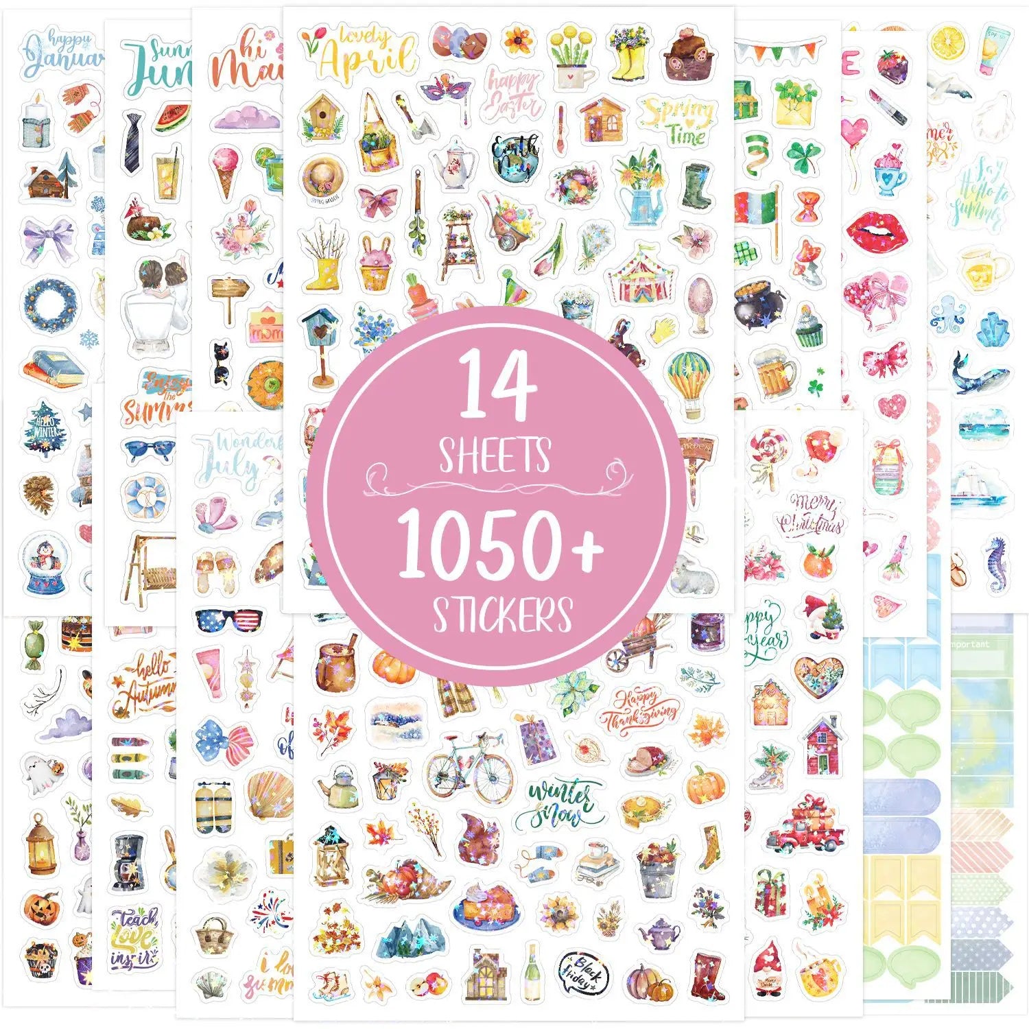 Twelve Months Festive Colors Set 14 Pieces per Pack Vibrant Celebratory Supplies for December Events Qme