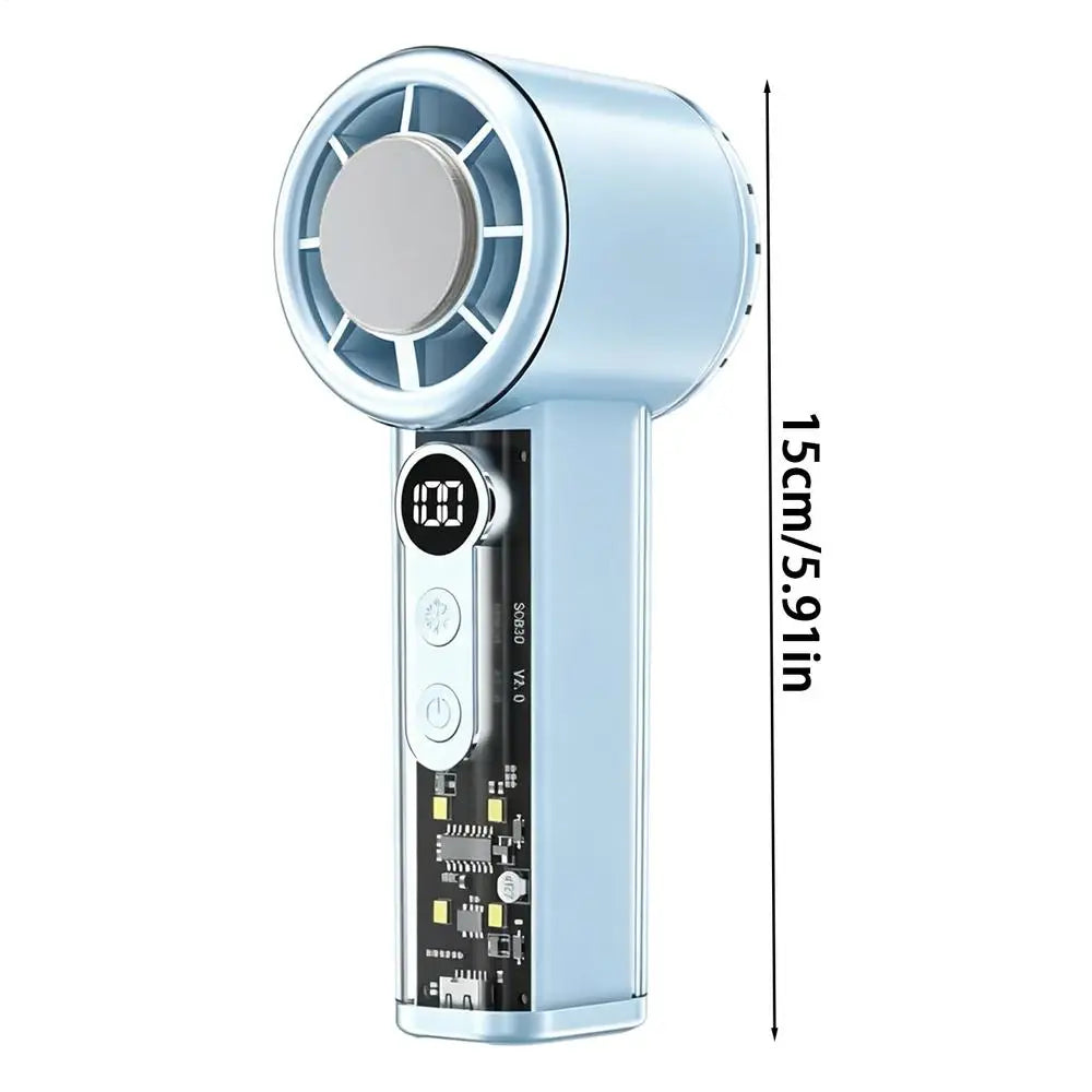 Cooling Handheld Fan 5000mAh USB Rechargeable Lanyard 100 Speeds Mini Qme China Mainland Blue