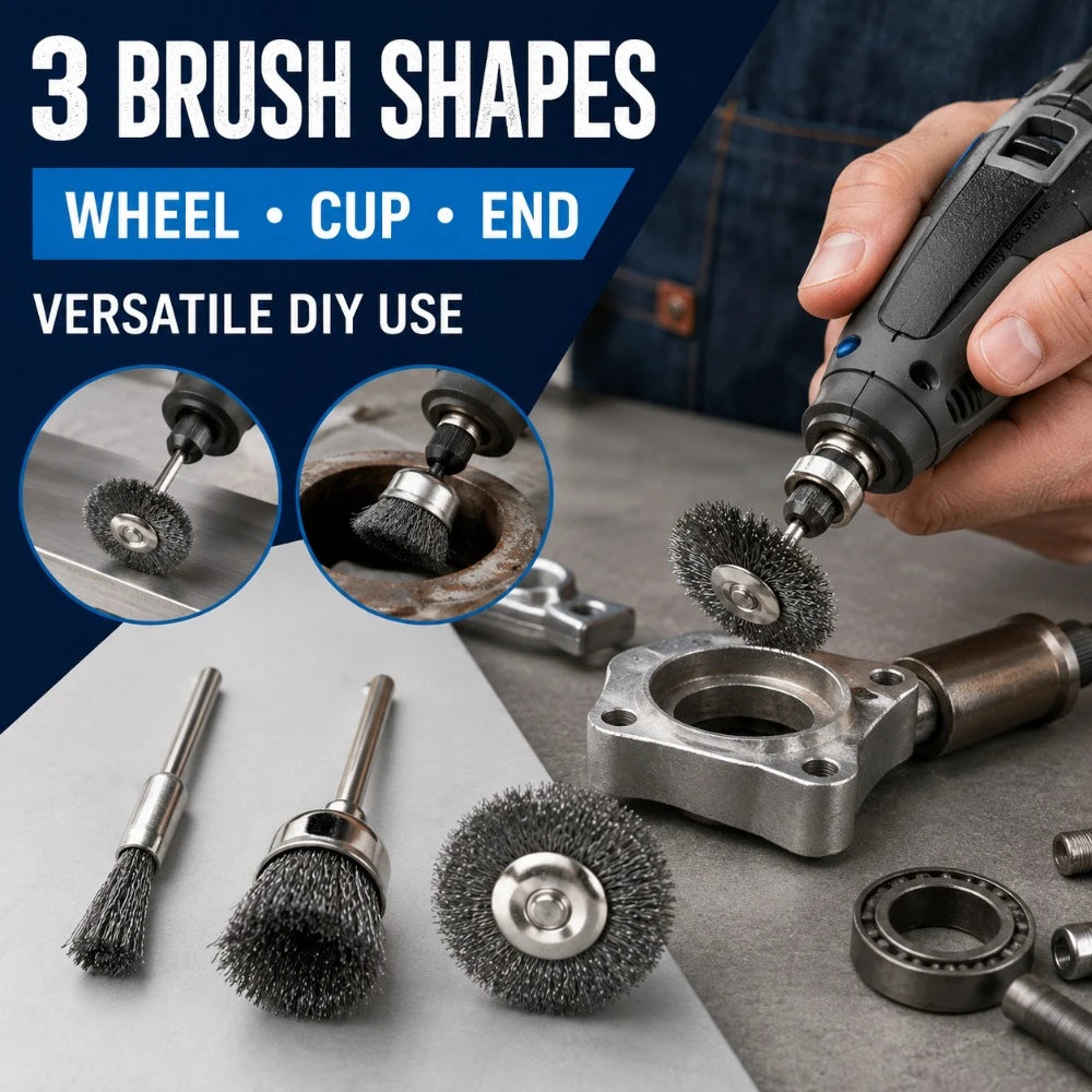 Mini Steel Wire Polishing Wheel 3/5Pcs Drill Rotary Cleaning Disc Metal Rust Remover Accessory For Household DIY Derusting Work Qme