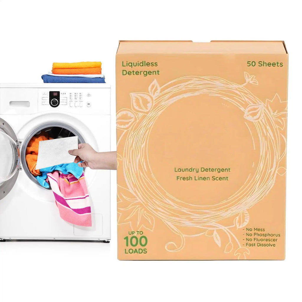 Ultra-concentrated laundry tablets (50 tablets) quickly dissolve, hypoallergenic, septic tank safe, and travel friendly Qme