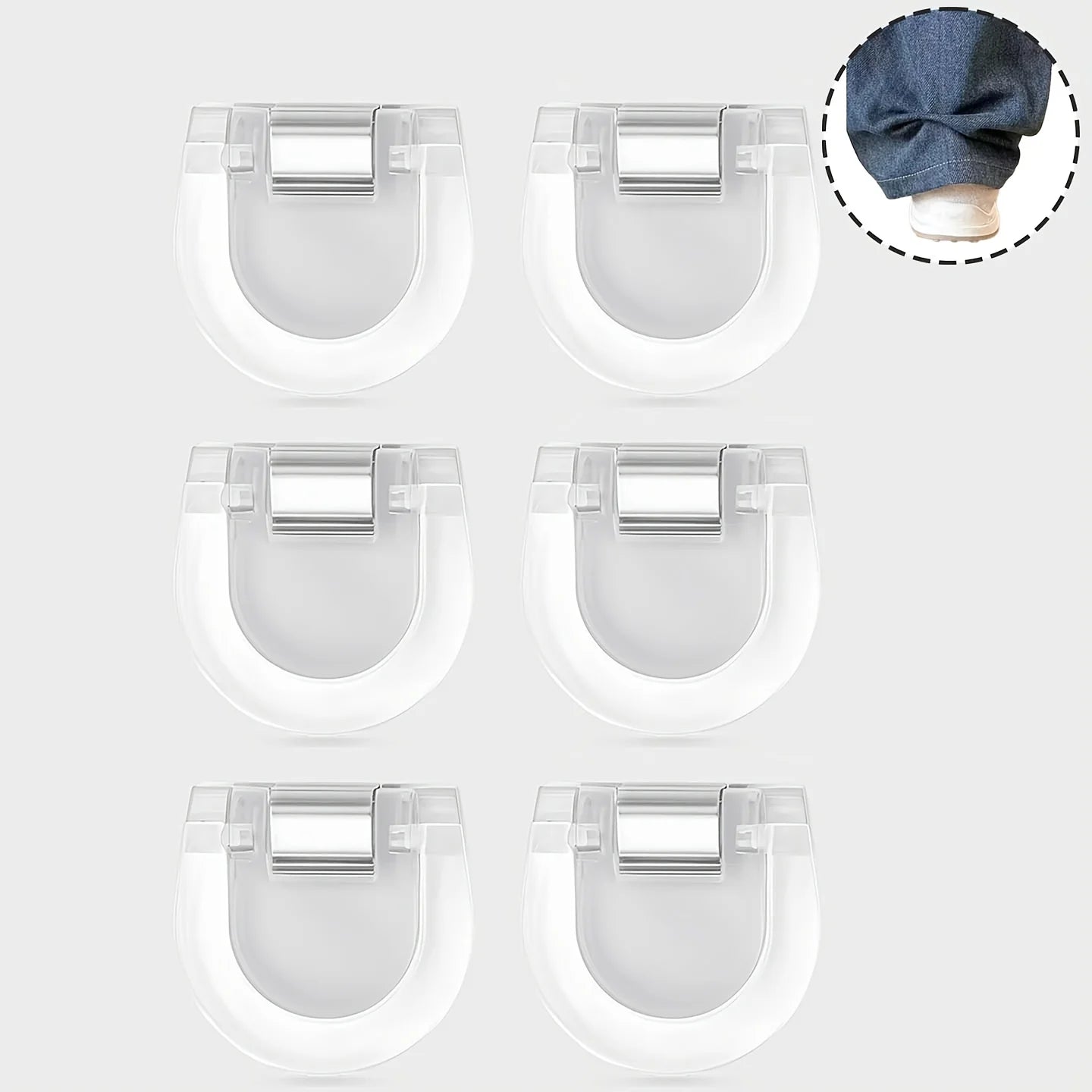 4/6Pcs transparent seamless invisible pants clip, suitable for jeans, wide-leg pants - anti-mopping, trouser foot fixing clip Qme 6pcs