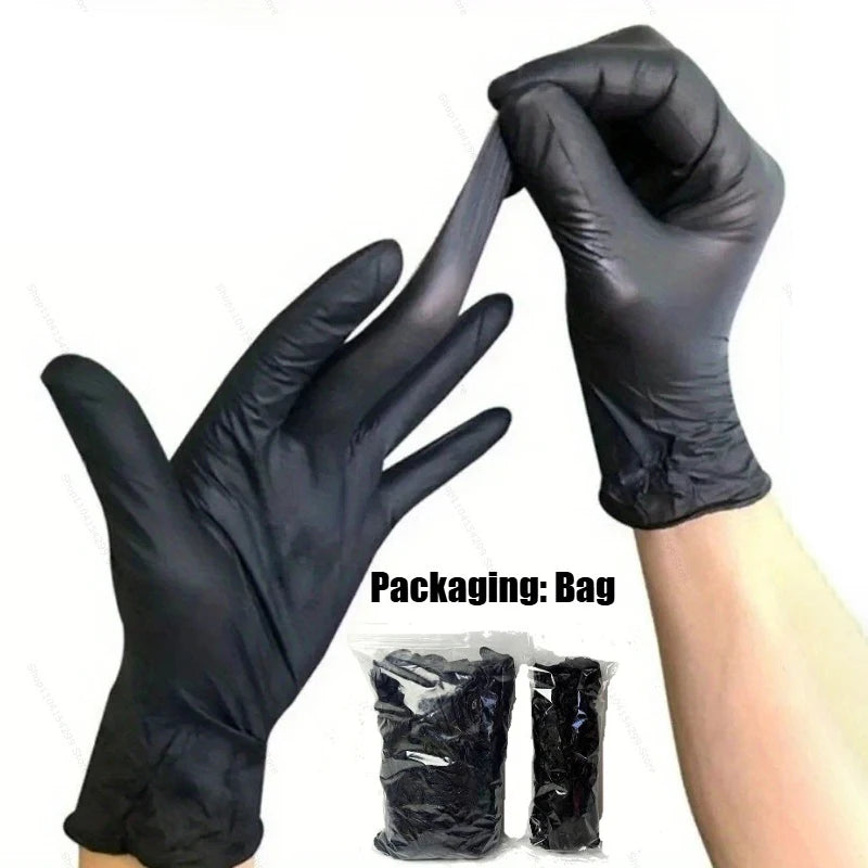 100PCS Black Disposable Nitrile Gloves Multi-purpose Household Gloves For Home Kitchen and Bathroom Cleaning, Nail Care,Painting Qme
