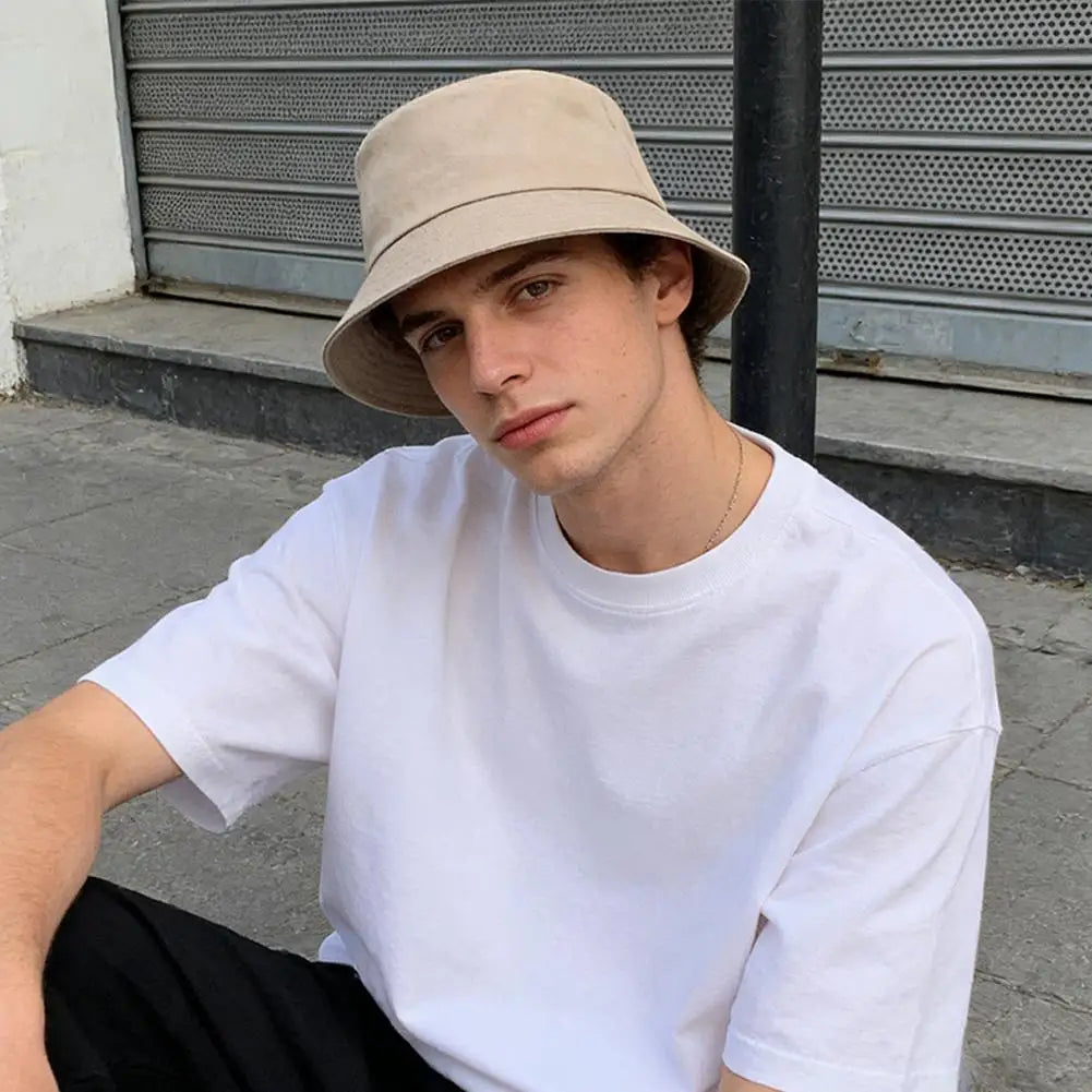 Fisherman Hat Solid Sun Bucket Hats Fot Men Women Anti-UV-Protection Qme