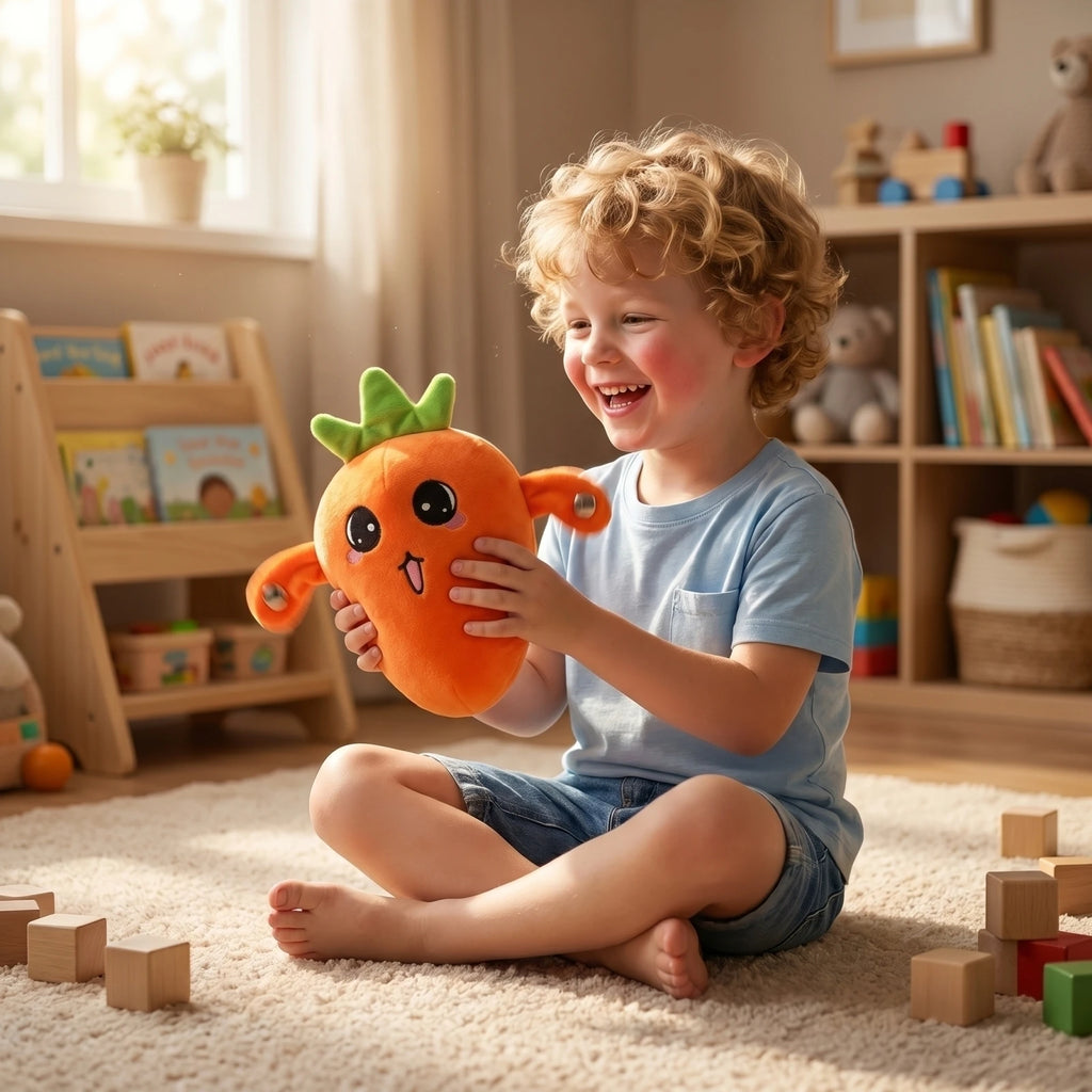 Cartoon Fruit Sensing Rhythm Radish Plush Toy Parent-child Interactive Plush Doll Cultivate Music Perception Ability Fun Gift Qme
