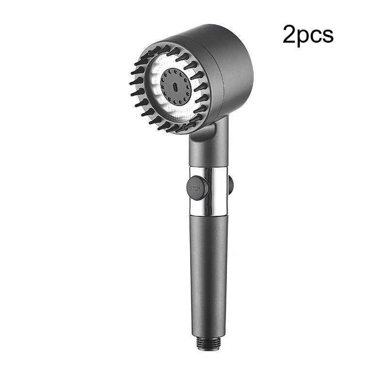 High Pressure Handheld Shower Head 3 Modes Adjustable One Click Water Stop Universal Interface Detachable Shower Sprayer Qme 2pcs