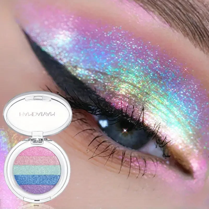 Colorful Highlighter Eyeshadow Palette Chameleon Pearl Texture Face Qme