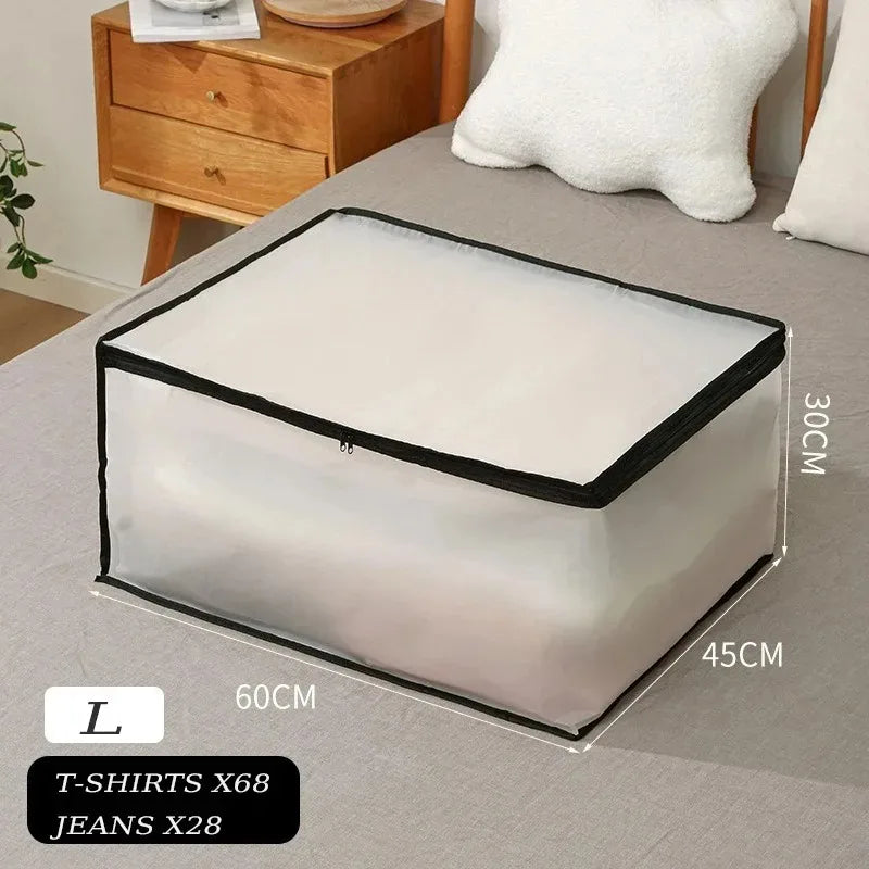1-2Pcs Household Blanket Wardrobe Underbed Storage Bag Foldable Large Capacity Waterproof Dustproof Clothes Quilt Storage Bag Qme black L 1pcs