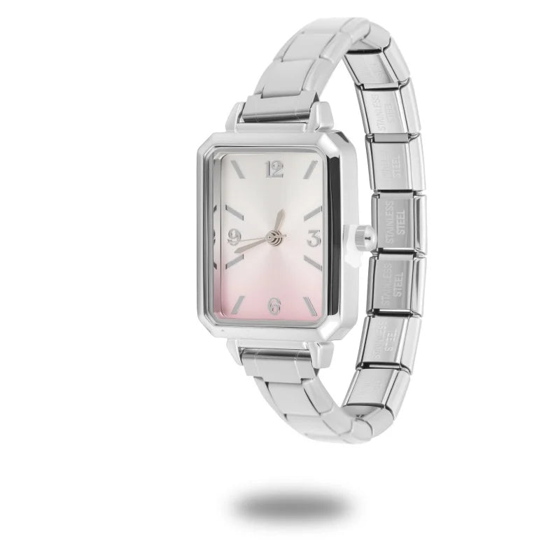 New High Quality Simple Square Watch Bracelet Fit 9mm DIY Italian Charm Stainless Steel Gradient Color Watch Bangle Jewelry Gift Qme Style 24
