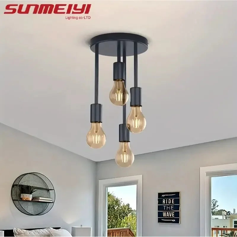 1Pc modern minimalist E27 bulb base ceiling light, bedroom, kitchen, hallway, balcony lighting fixture (without bulb) Qme