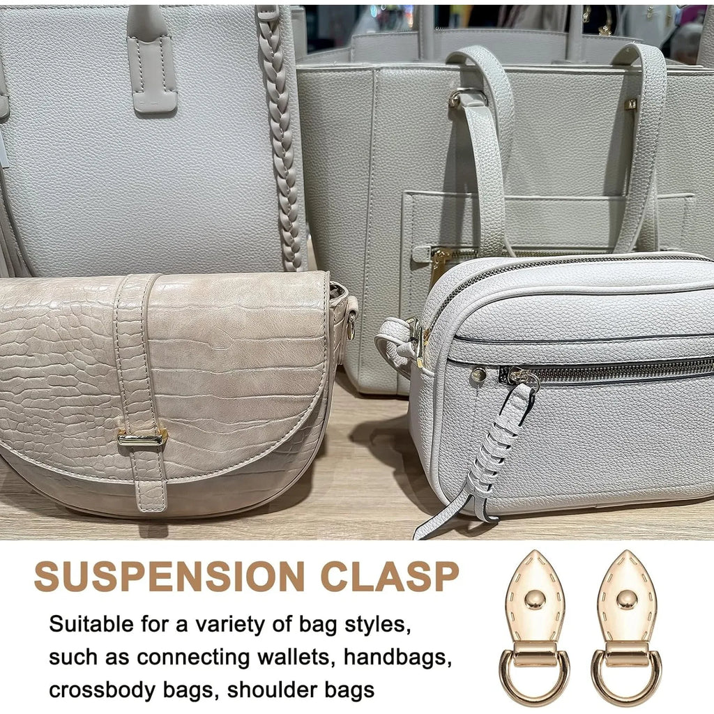 Metal Leaf Shape Bag Strap D Ring Buckle Rivet Decor Handbag Side Connector Clasp DIY Purse Bag Hardware Replacement Accessories Qme