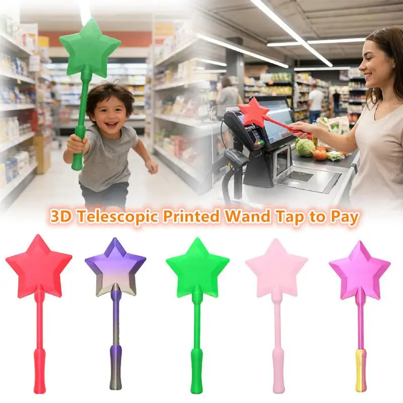 Card Holder Star Wand 3D Printed Tap-to-pay Contactless Credit Fun Qme