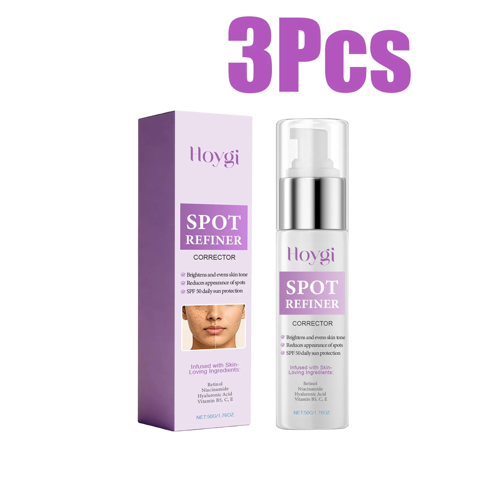 Spot Refiner Cream SPF Sunscreen Dark Spot Corrector Brightening Anti-Aging Face Moisturizer For Outdoor Facial Skin Protection Qme 3 x 50g Boxed