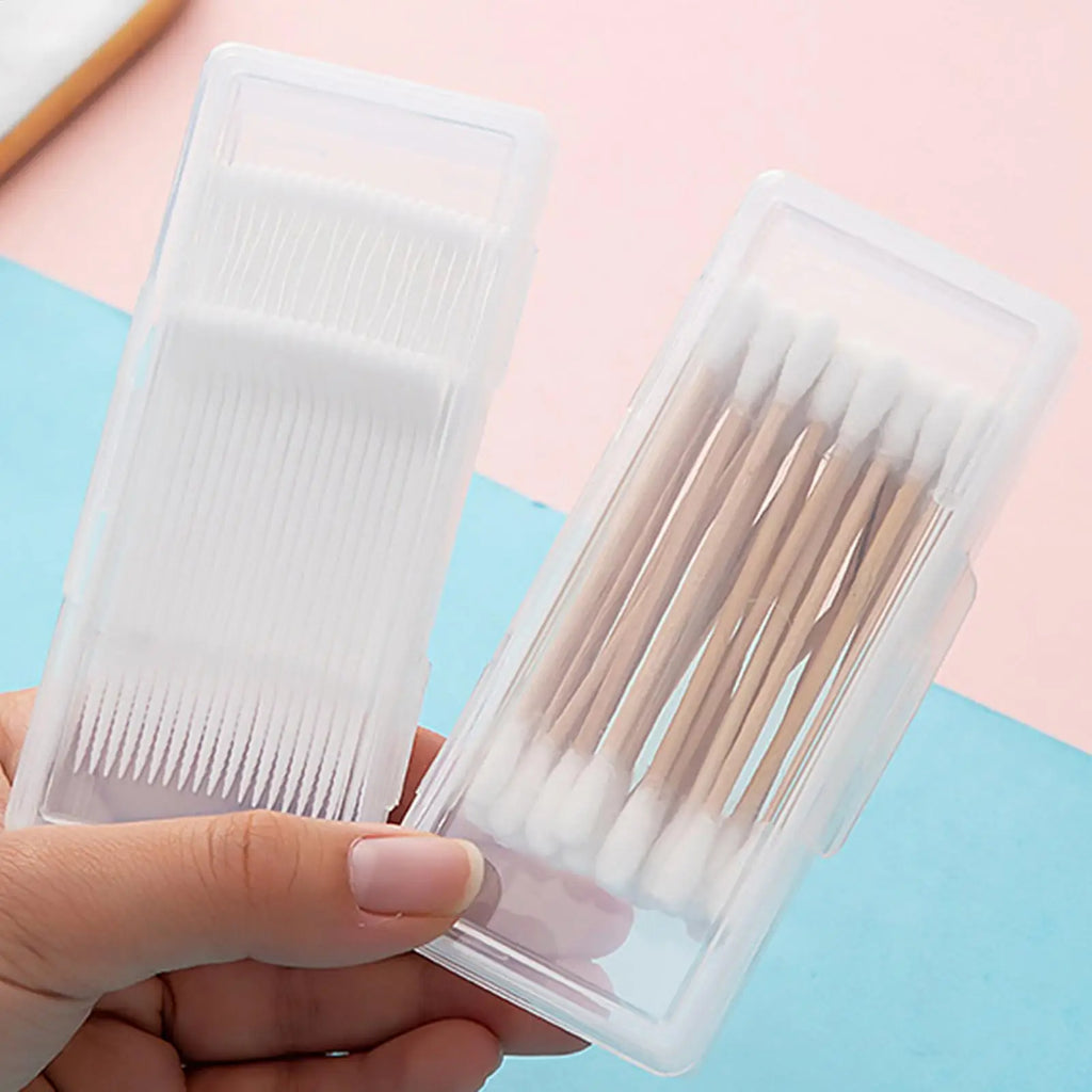 Cotton Swab Container Small Earring Organizer Small Transparent Cotton Ball Holder Portable Cotton Swab Holder Case Qme