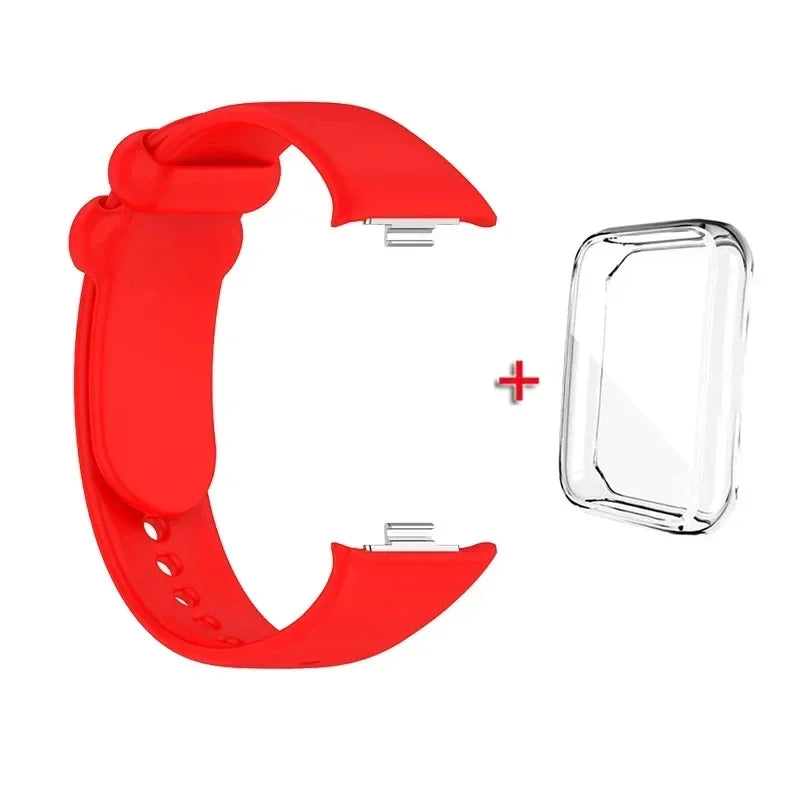 Strap+case for Xiaomi Mi Band 8 Pro Strap Smart Band Protective Case Silicone Wristband Bracelet for Miband 8Pro Qme Red With Case Mi Band 8 Pro
