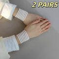 2 Pairs Adjustable Arm Band Accessories Shirt Sleeve Fixer Hand Wrist Qme White