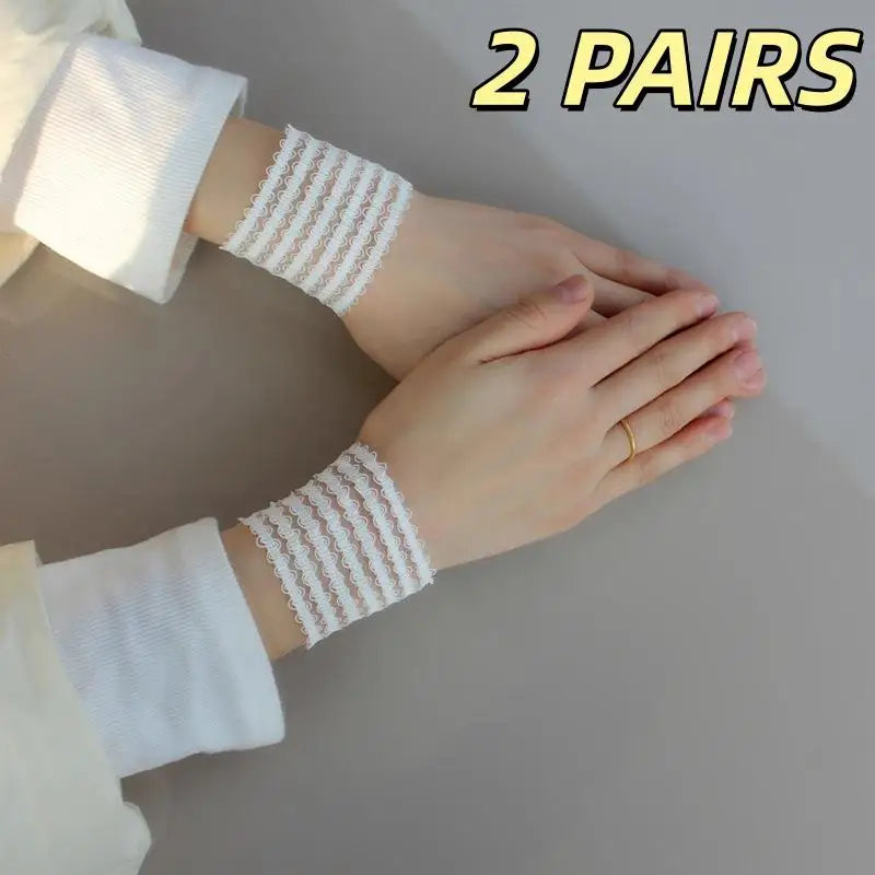 2 Pairs Adjustable Arm Band Accessories Shirt Sleeve Fixer Hand Wrist Qme White