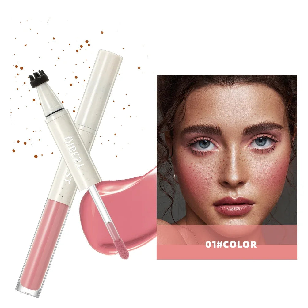 QIBEST Double Ended Natural Simulation Freckles Stamp Pen Liquid Blush 2 In 1 Stick Waterproof Lifelike Fake Freckles Pen Stick Qme 01