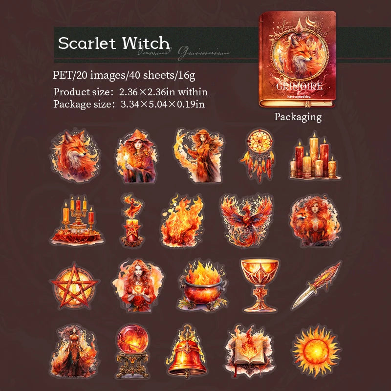 40 pcs PET sticker package magic Dreamlike stickers The Witch's Treasure Chest hand tent DIY decorative collage material ﻿ Qme D