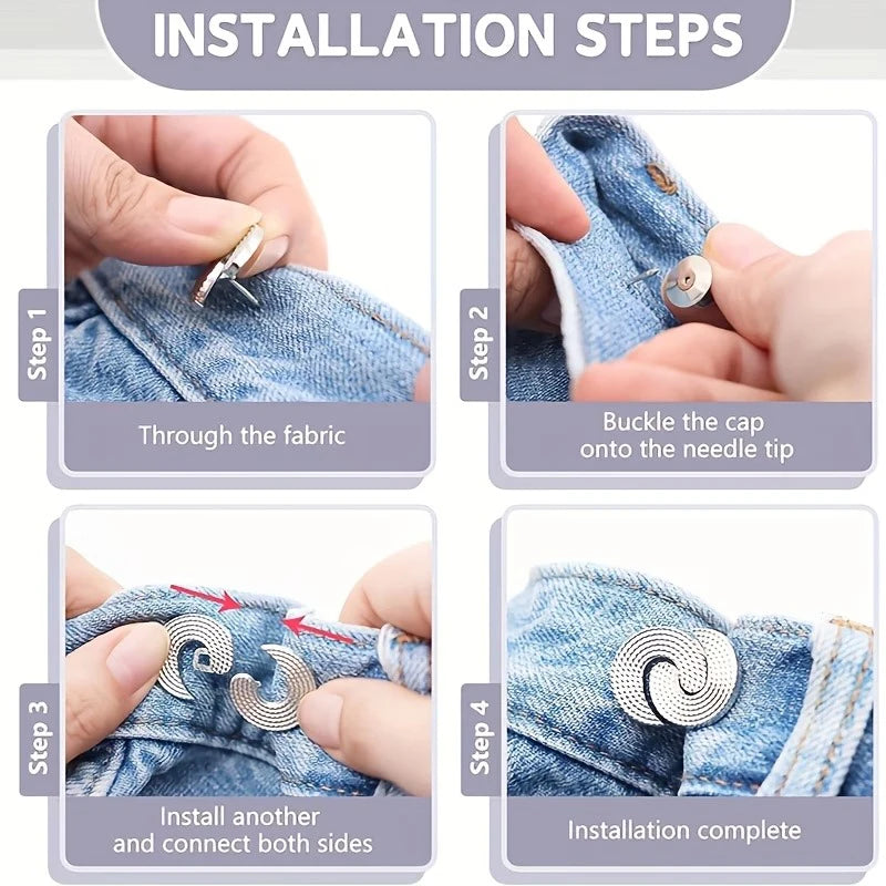 2/3PCS Pant Waist Tightener Adjustable Buttons Pins for Loose Jeans No Sew and No Tools Waist Cincher Clip for Clothing Skirts Qme