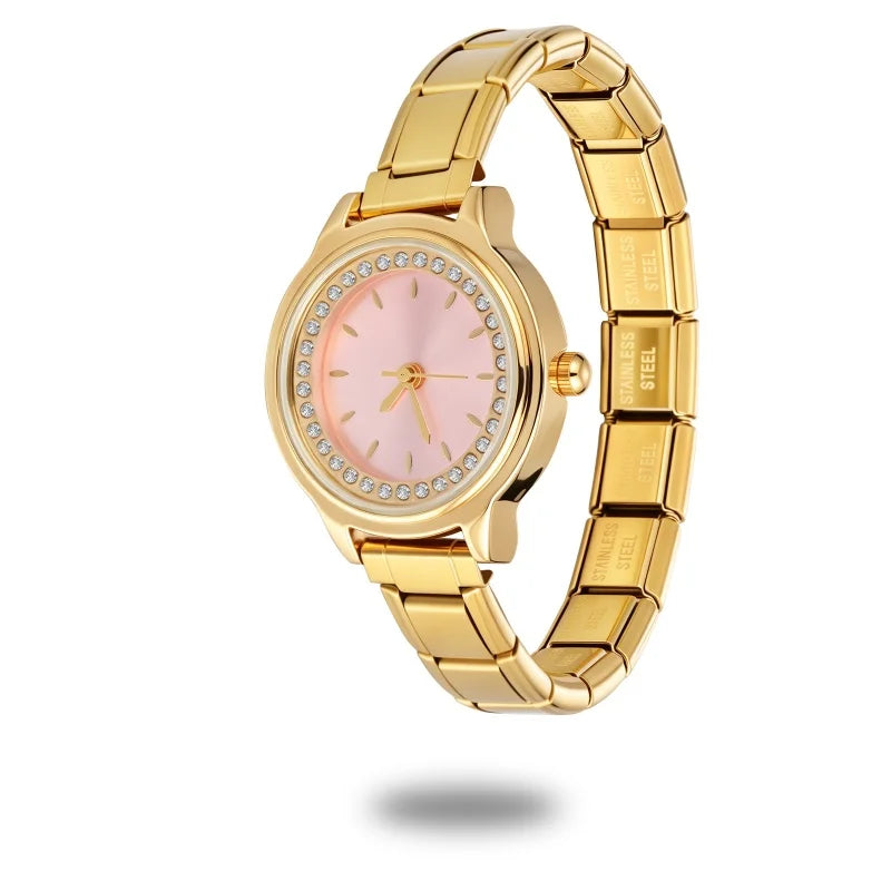 Fashion Italian Elastic Charm DIY Width Stainless Round Watch Women's