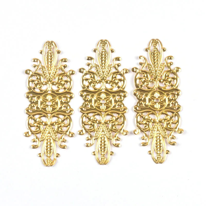 10Pcs Antique Bronze/Gold/Silver Flower Filigree Wraps Connectors For Making Jewelry Findings Metal Crafts DIY Home Decor yk0905 Qme Gold