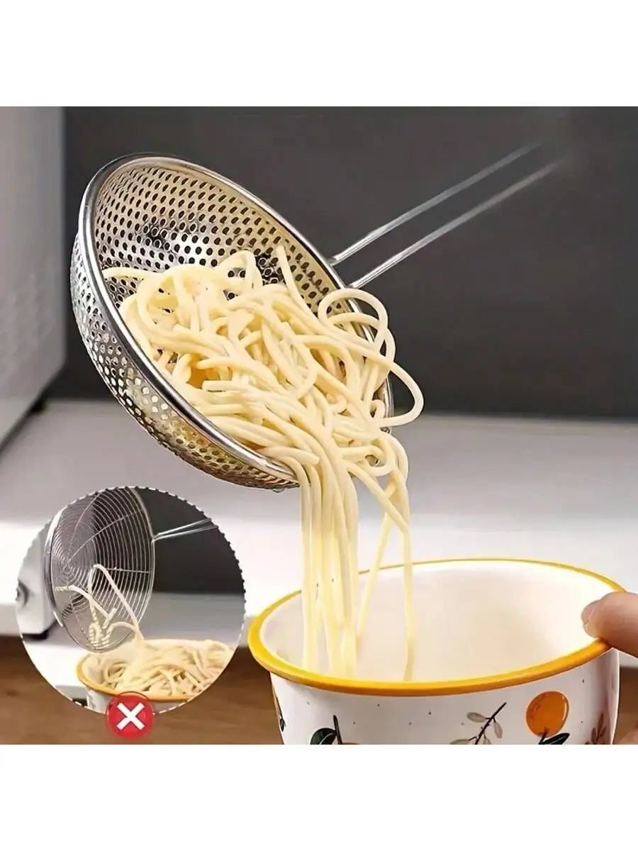 Stainless Steel Colander Wooden Handle Fine Mesh Skimmer Spoon Qme L