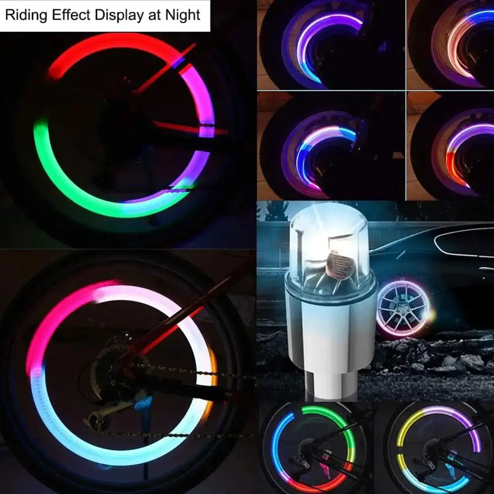 Wheel Lights LED Bicycle Valve Light Universal Car Neon Lamp Cover Qme
